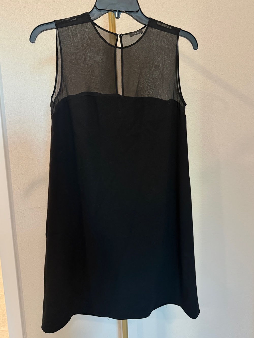 JOSEPH black mini silk dress with mesh top detailing - size s